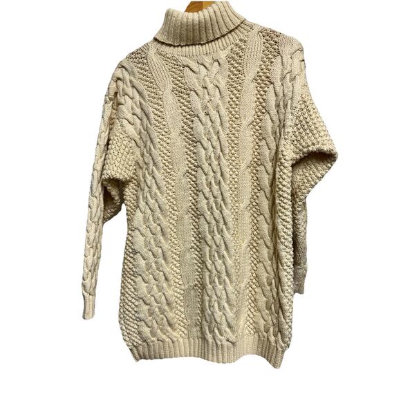 Classiques Entiner 100% Merino Wool Cream cable sweater cottagecore fisherman S - Picture 2 of 8